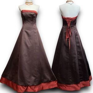 Alexia Designs Vintage Brown & Orange Formal Evening Dress